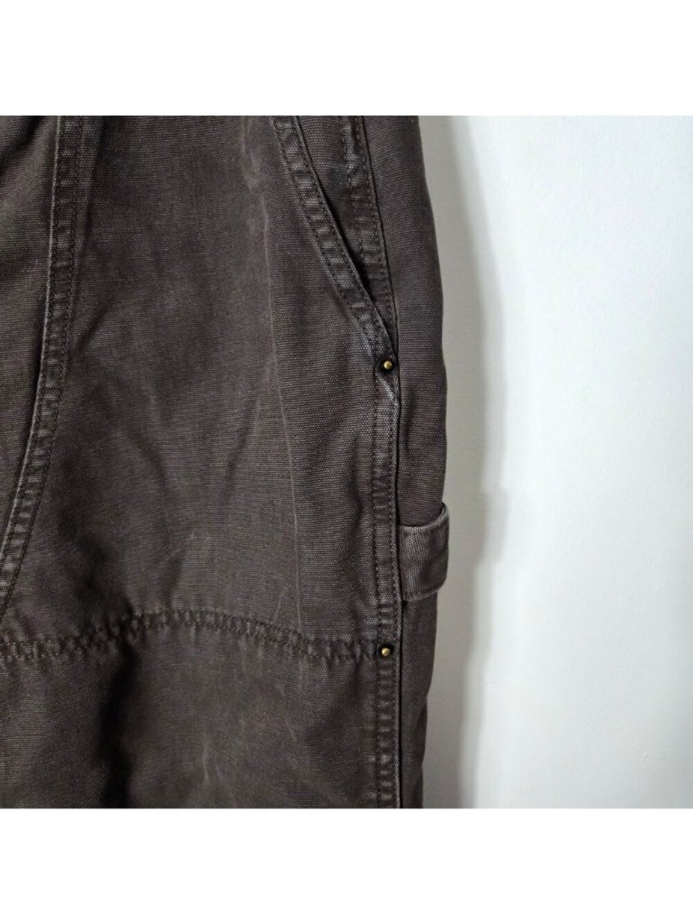 GAP Size 4 Petite High Rise Double-Knee Carpenter Pants Wide Leg Fit Brown - Picture 7 of 16
